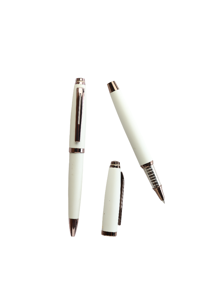 Model No - 028 White With Copper Gold Colour Pens